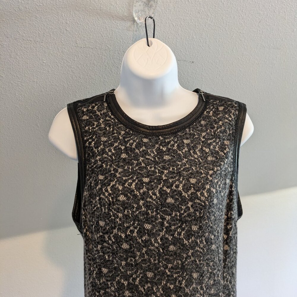 Rebecca Taylor Couquette Bonded Lace Dress Lamb Leather Trim Size 6 - Picture 5 of 16